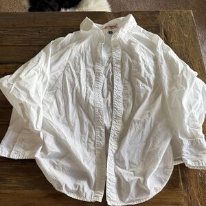 Free People Medium Oversized White Button-Up Shirt